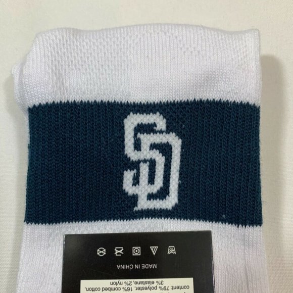 San Diego Padres PWKY Athletic Fit Socks Boy's Size M Navy Blue Tatis Machado - Picture 3 of 3